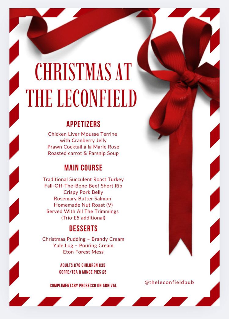 The Leconfield Pub & Kitchen - Christmas Day Menu